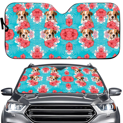 Petthouse | English Bulldog Windshield Sun Shade Customized Photo Car Window Sunshade Hawaii Pattern