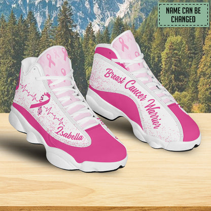 Petthouse | Personalized Name Breast Cancer Awareness Shoes, Breast Cancer Warrior, Pink Ribbon Basketball Shoes, Breast Cancer Gifts