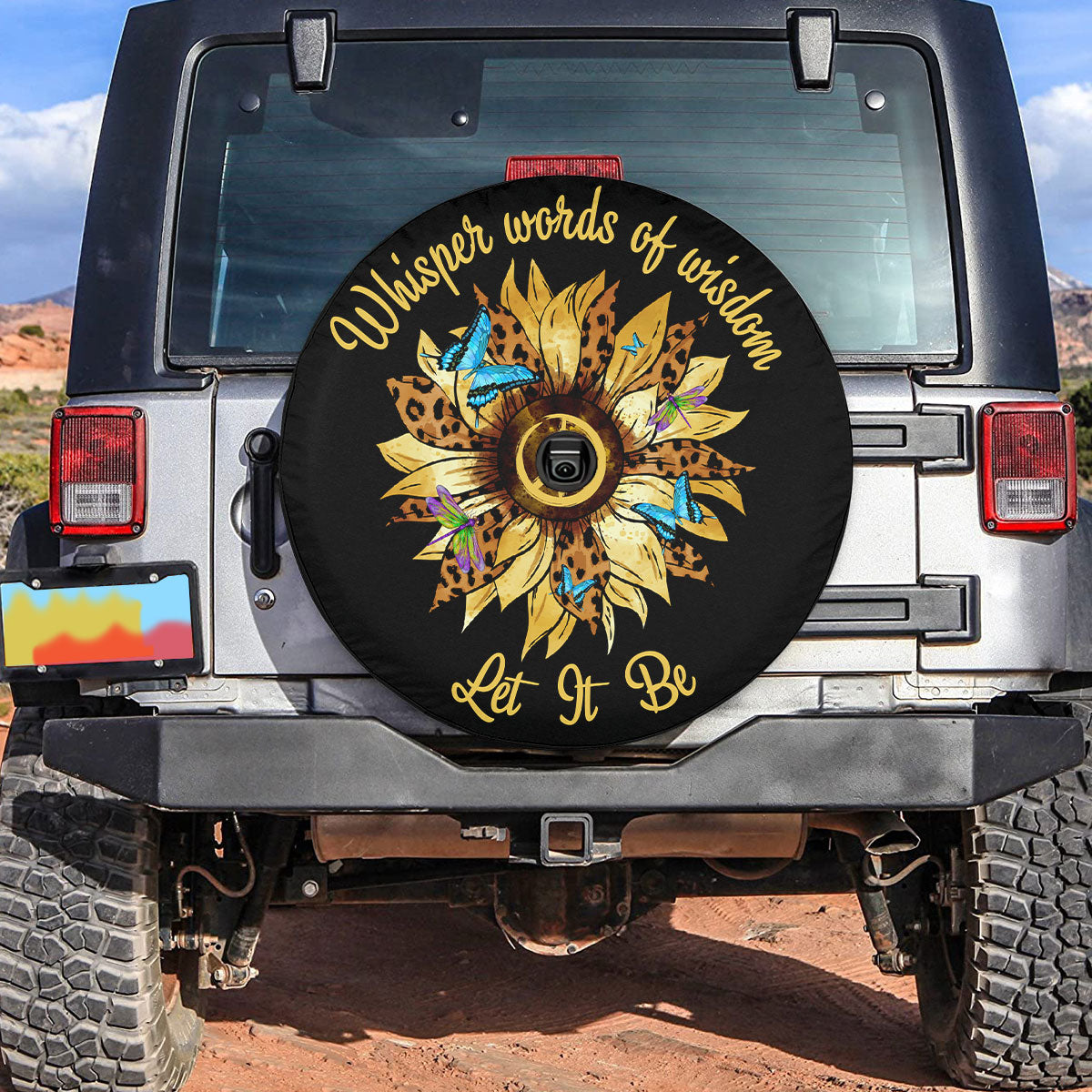 Petthouse | Hippie Peace Sunflower Spare Tire Cover Hippie Symbols Gift For Family And Friends Car Decoration