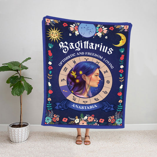 Petthouse | Customized Astrology Fleece Blanket To Daughter, Fire Sign Characteristics Cozy Blanket To Girlfriend