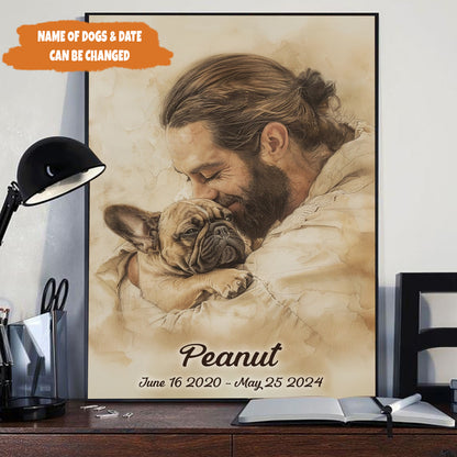 Petthouse | Dog Jesus Memorial Poster, Memorial Jesus And Dogs Poster Canvas, Decor Home