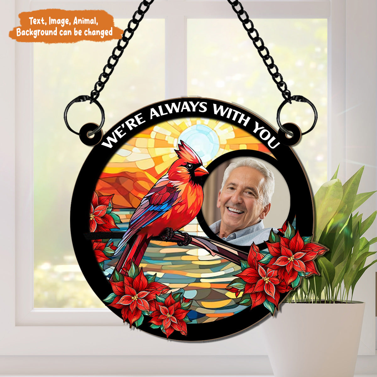 Petthouse | Custom Photo I'm Always With You Memorial Suncatcher, Loss Of Family Ornament, Sympathy Gift