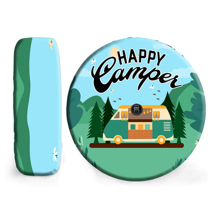 Petthouse | Happy Camper Camping Spare Wheel Cover Waterproof Mountain Forest Campsites Caravan Camping