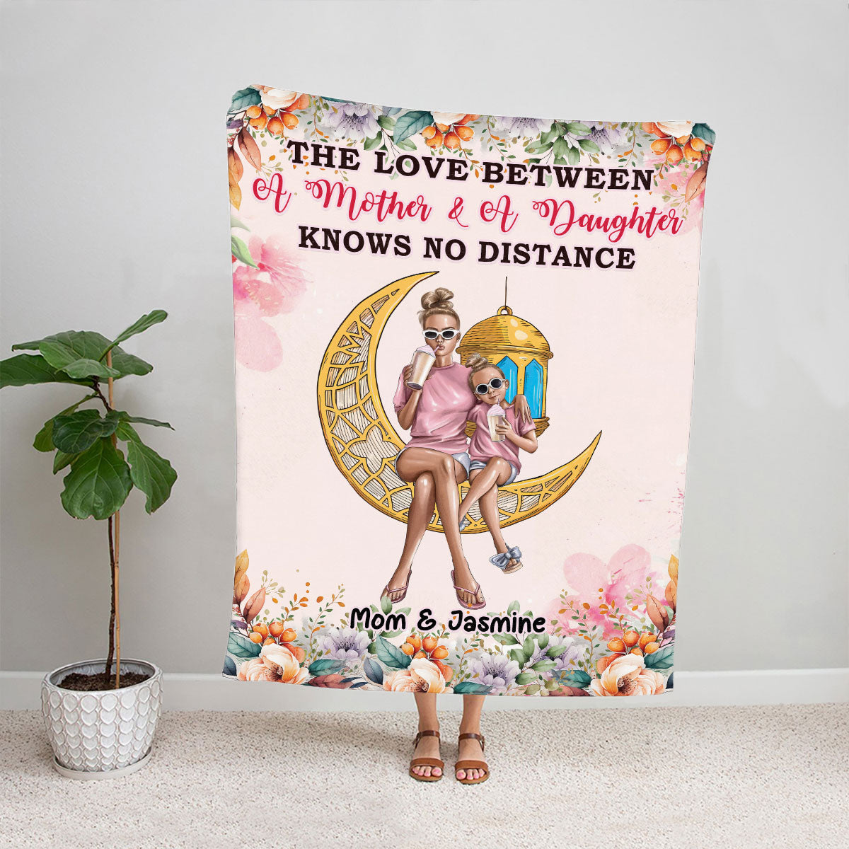 Petthouse | Customized Mothers Day Fleece Blanket To Mommy, The Love Between A Mother & A Daughter Knows No Distance