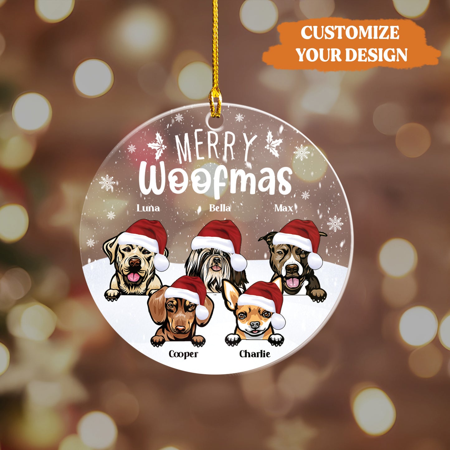 Petthouse | Personalized Dog Christmas Ornament, Merry Woofmas, Dog Breed Ornament, Dog Lover Gift