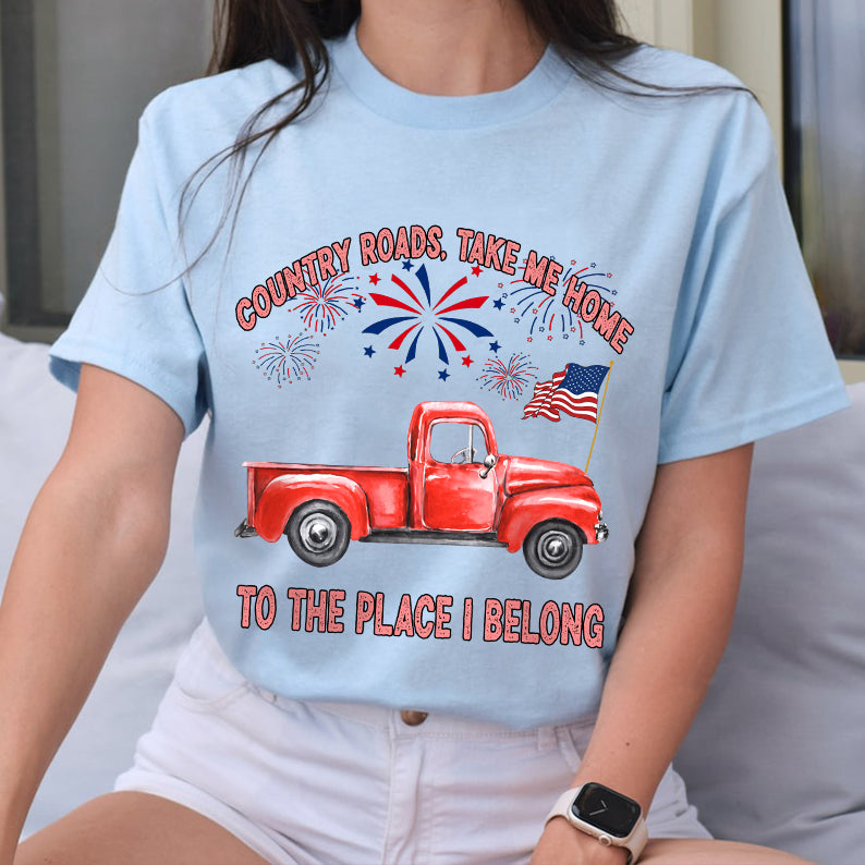 Petthouse | Custom Dog Shirt, Country Roads Take Me Home To The Place I Belong Shirt