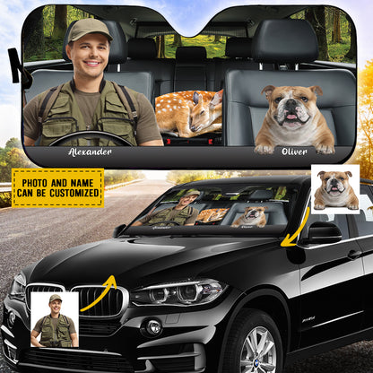 Petthouse | Custom Hunting Together Sunshade Car Auto Sun Shade Personalized Dog Lover Sunshade Windshield