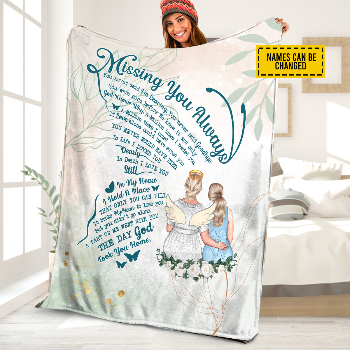 Petthouse | Customized Missing You Always Bedroom Cuddling, Grandmother In The Heaven Cozy Blanket, Loss Of Beloved