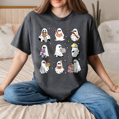 Petthouse | Cute Acotar Ghost Shirt, Ghost Reading A Book Tshirt, Back To School Shirt, Gift For Her