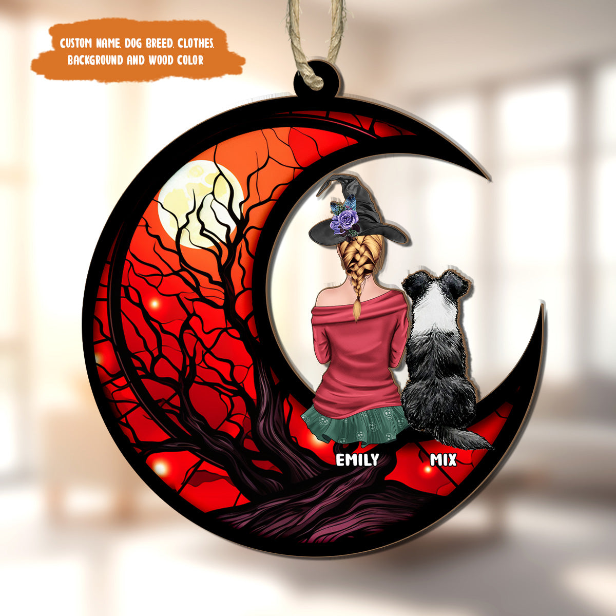 Petthouse | Customized Dog Memorial Halloween Suncatcher, Halloween Gift, Dog Remembrance Gift For Mom