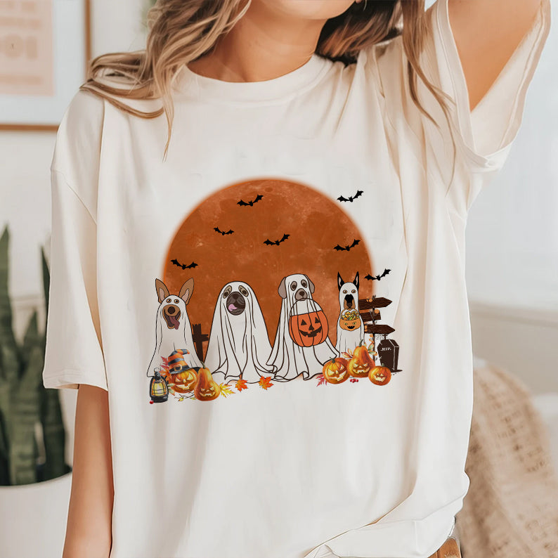 Petthouse | Spooky Dogs Shirt, Fall Spooky Season Pumpkin Tshirt, Halloween Festive Party Tee