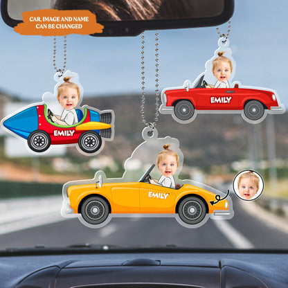 Petthouse | Customized Photo Kids Hanging Car, Ornament For Grandpa, Father New Dad Gift, Gift For Him