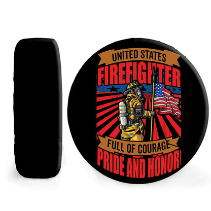 Petthouse | American Flag Grunge Firefighter Spare Tire Cover Fireman Hero Pride And Honor Car Accessories Patriot Gift