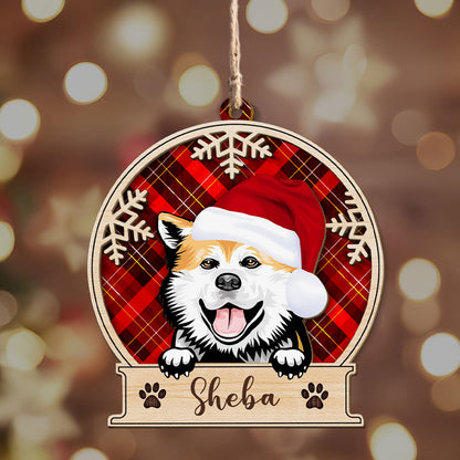 Petthouse | Personalized Peeking Dog Christmas Wooden Ornament, Funny Dog Ornament, Dog Lovers Xmas Gift