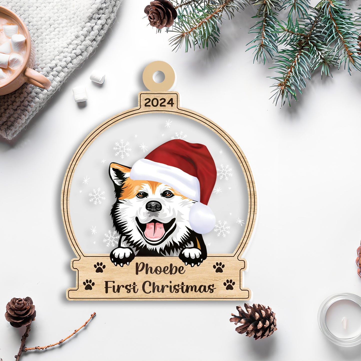 Petthouse | Personalized Dog Ornament, First Christmas Dog Ornament, Dog Lover Gift, Dog Ornament