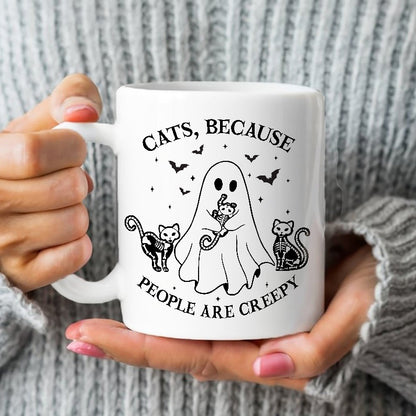 Petthouse | Cats Because People Are Creepy Shirt, Halloween Ghost Cat Shirt, Cat Creepy Shirt, Cat Lovers