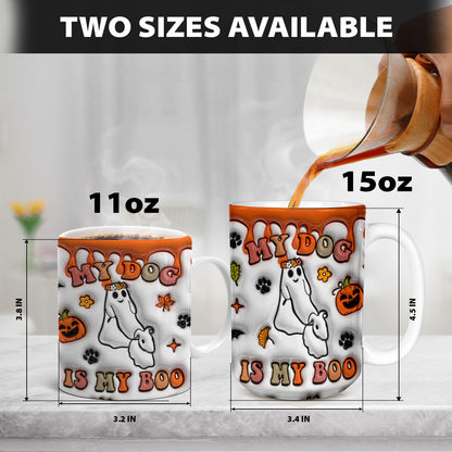 Petthouse | My Dog Is My Boo Mug, Ghost Dog Walking Inflated 3d Mug, Halloween Ghost Spooky Vibes