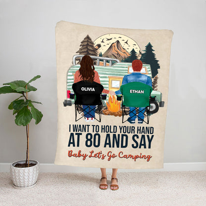 Petthouse | Personalized Let's Go Camping Throw Blanket, Couple Valentines Fleece Blanket, Camping Lover