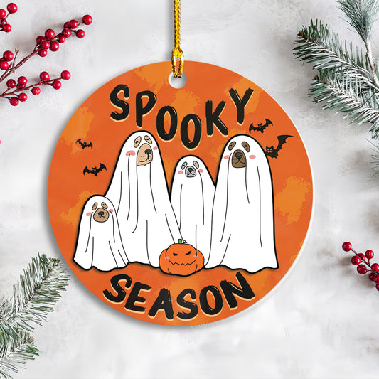 Petthouse | Retro Ghost Dog Ornament, Spooky Season, Halloween Ghost Dog, Cute Boo Dog Ornament