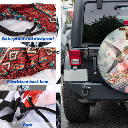 Petthouse | Hummingbird Floral Tire Protector Covers Dad Godfather Gift Universal Fit Let Your Faith Spare Tire Cover