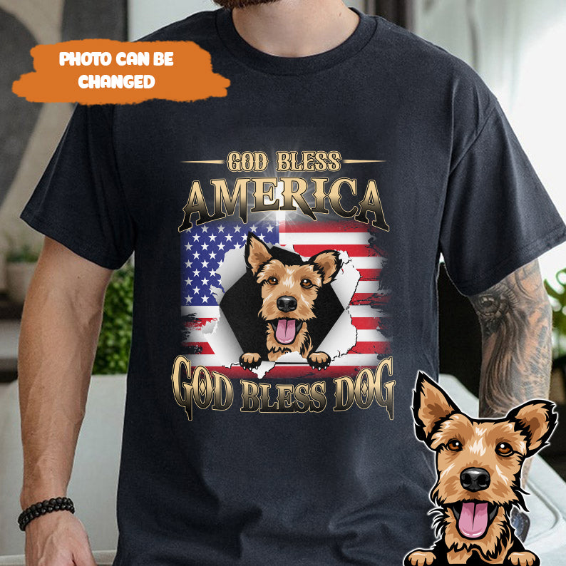 Petthouse | Custom Dog Jesus God Bless America Shirt, 4th Of July Dog Shirt, Gift For Dog For Dad