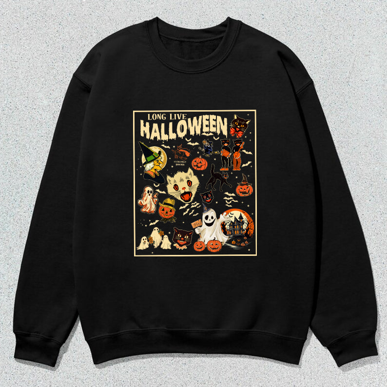 Petthouse | Long Live Halloween Shirt, Vintage Retro Halloween Shirt, Spooky Season, Pumpkin Black Cat