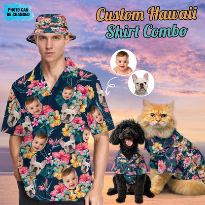 Petthouse | Custom Hawaiian Shirt Dog Cat Face Holiday Tropical Pattern, Bachelor Party Summer