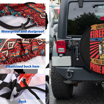 Petthouse | American Flag Grunge Firefighter Spare Tire Cover Fireman Hero Pride And Honor Car Accessories Patriot Gift