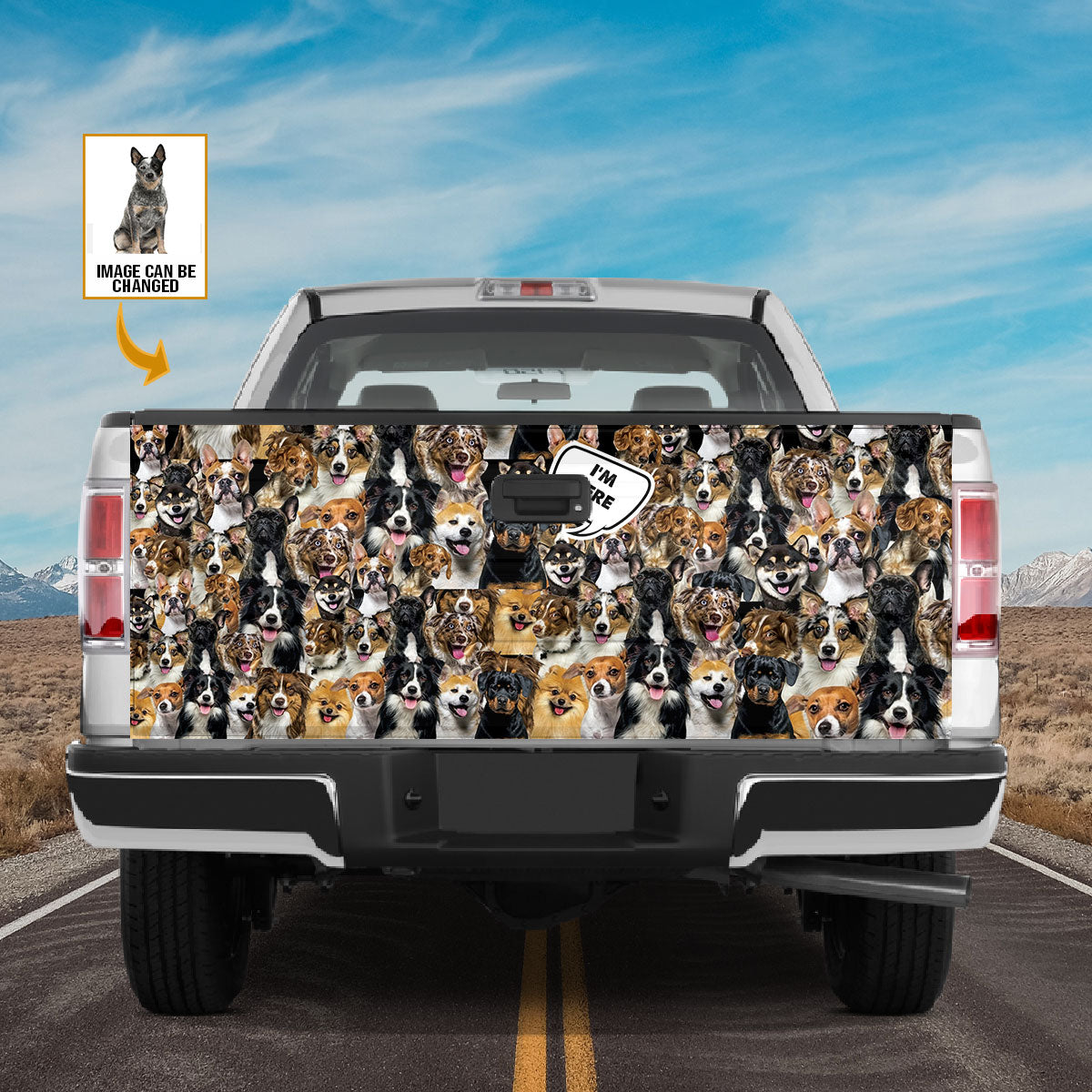 Petthouse | Tailgate Wrap Vinyl Graphic Decal Sticker Australian Cattle I’m Here Tailgate Wrap