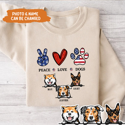 Petthouse | Custom Dog Peace Love Dogs Shirt, 4th Of July, Gift Dog Lovers, Independence Day