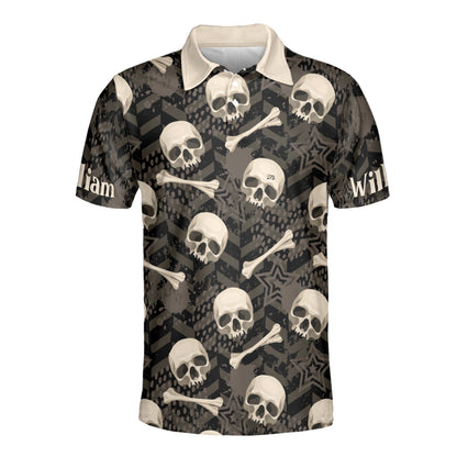 Petthouse | Personalized Skull Seamless Pattern With Bones Hawaiian Shirt Gifts For Halloween Holiday