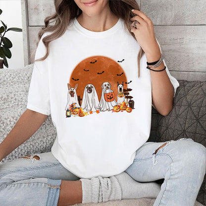 Petthouse | Spooky Dogs Shirt, Fall Spooky Season Pumpkin Tshirt, Halloween Festive Party Tee