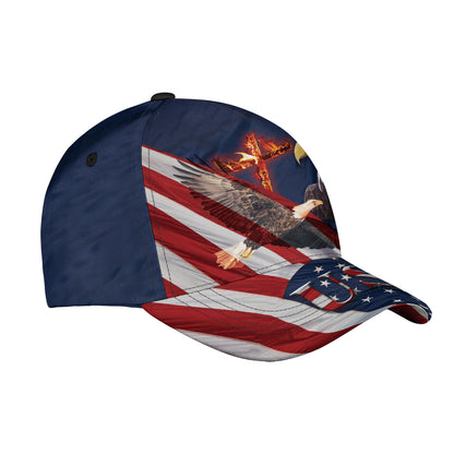 Petthouse | Personalized Name Golf Caps Custom Patriotic Hat Eagle Cross Cap Polyester Mid-profile Baseball Cap American Flag Custom Name Hats For Men