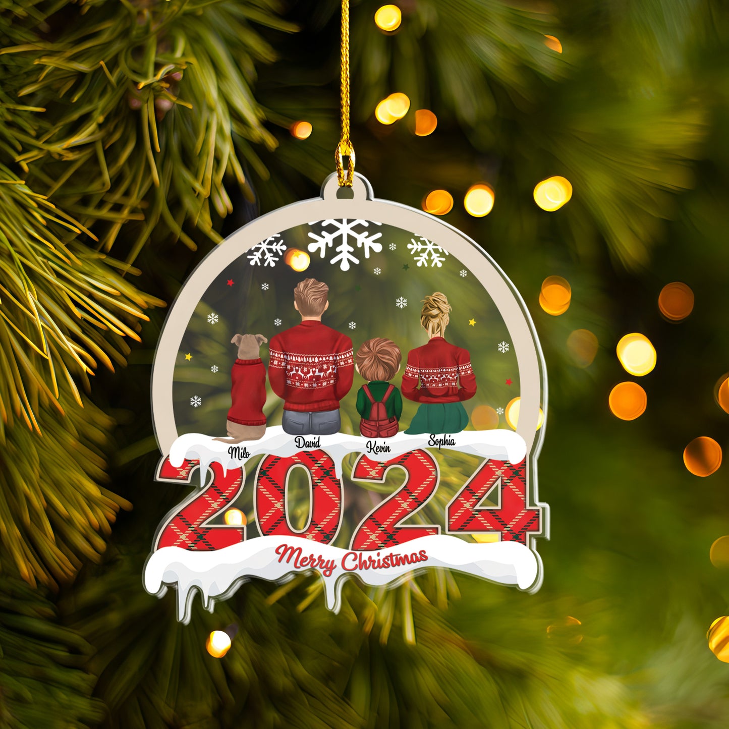 Petthouse | Customized Family With Pet Ornament, Our First Christmas Ornament, 2024 Family Ornament, Family