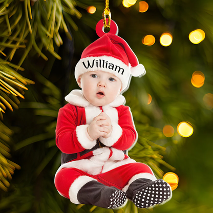 Petthouse | Customized Baby Photo With Name Christmas Ornament, Baby Face Photo First Christmas