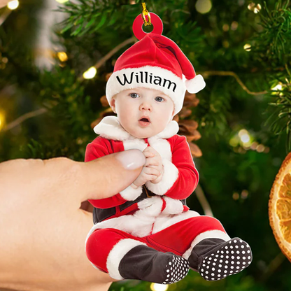 Petthouse | Customized Baby Photo With Name Christmas Ornament, Baby Face Photo First Christmas