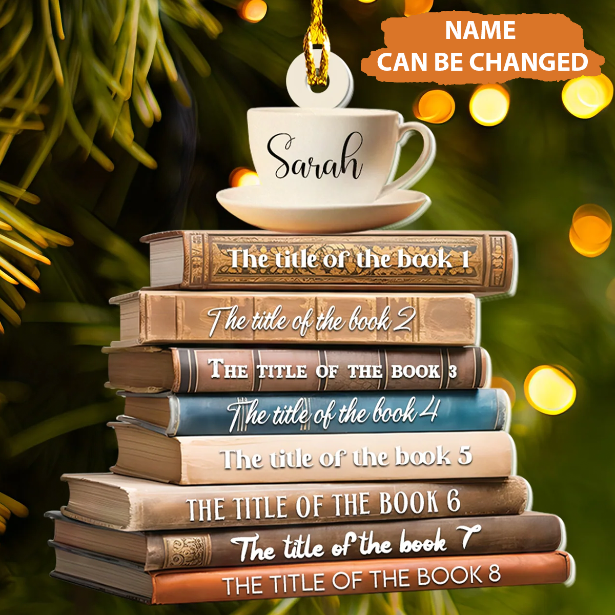 Petthouse | Personalized Christmas Books Plastic Ornament, Book Lovers Xmas Ornament, Book Lovers Xmas Gifts