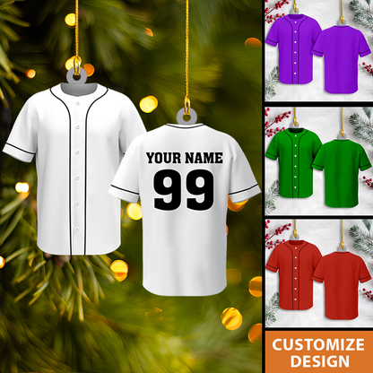 Petthouse | Custom Name Number Baseball Shirt Christmas Ornament, Flat Baseball Team Ornament