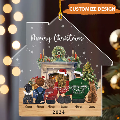 Petthouse | Personalized Family Ornament, Family Christmas Ornament With Pets, Family And Pet Ornament