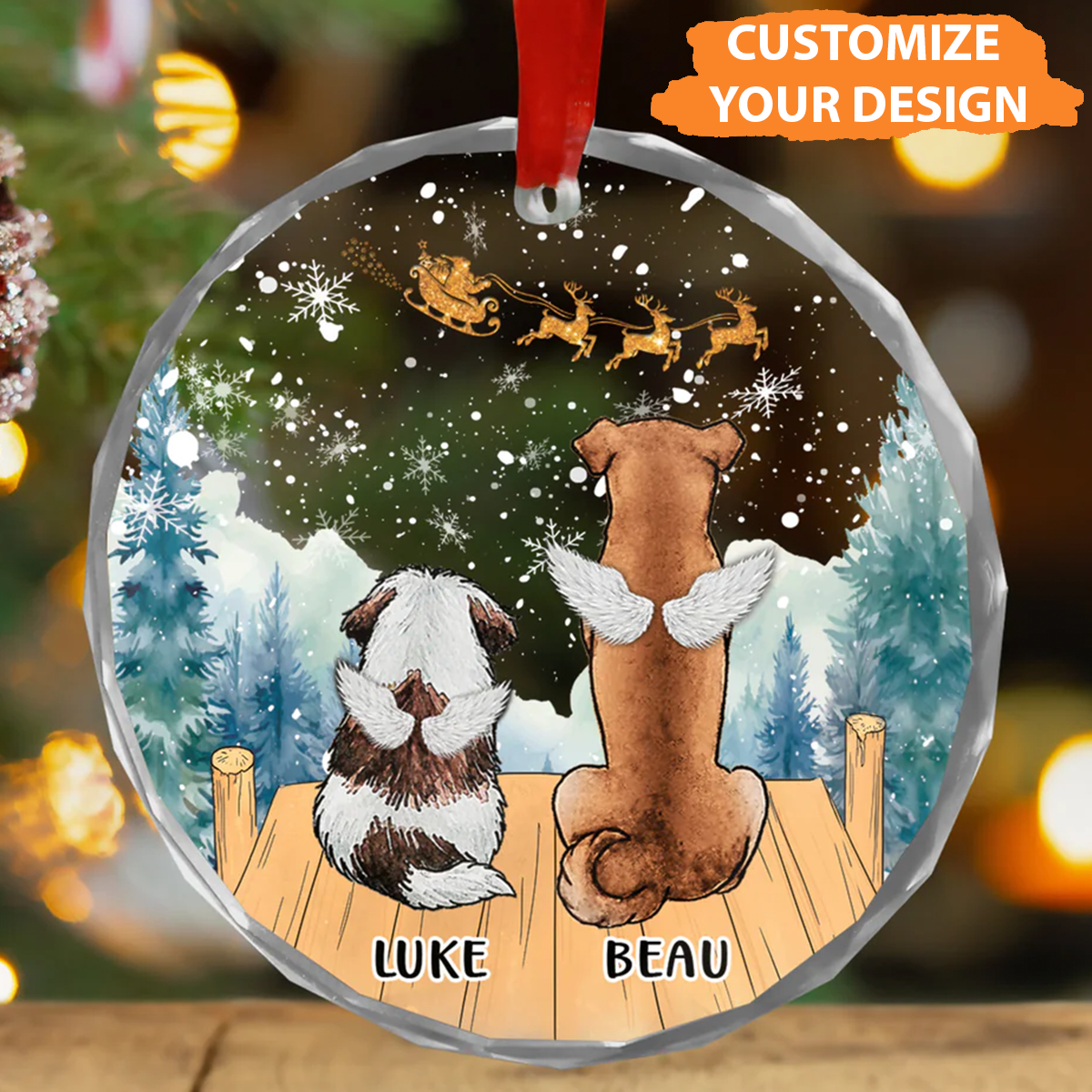 Petthouse | Dog Memorial Christmas Acrylic Ornament, Dog Angels Clear Ornament, Pet Loss, Loss Of Dog