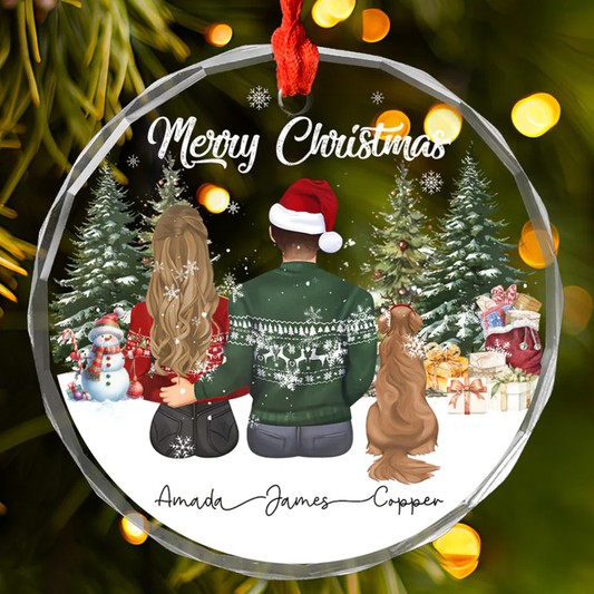 Petthouse | Personalized Couple And Pet Christmas Ornament, Couple With Dog Xmas, 2025 Christmas Couple