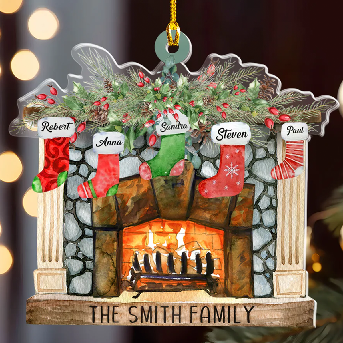 Petthouse | Personalized Family Christmas Ornament, Christmas Stocking, Stockings On Fireplace