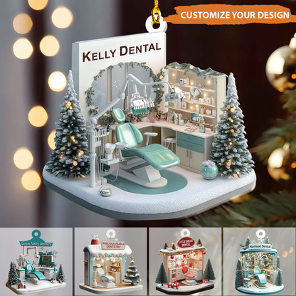 Petthouse | Personalized Dental Hygiene Room Christmas Ornament, Gift For Dentist, Dental 2d Flat Acrylic Ornament