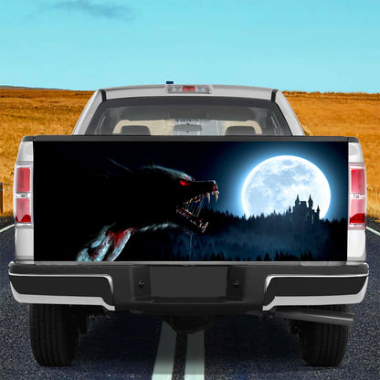 Petthouse | Wolf Moon Forest Printed Tailgate Wrap, Horror Wolf Lovers Truck Decor Gift Dad Gift