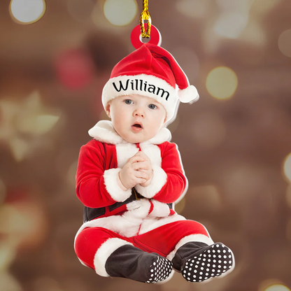 Petthouse | Customized Baby Photo With Name Christmas Ornament, Baby Face Photo First Christmas