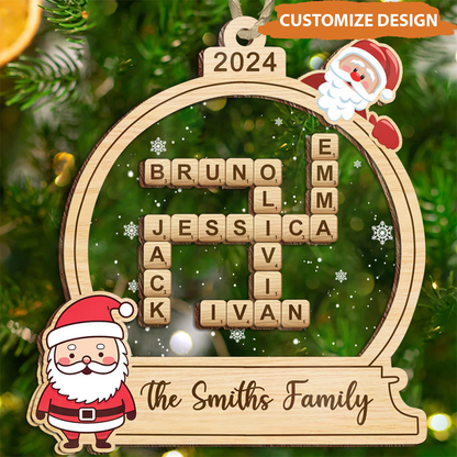 Petthouse | Family Crossword Christmas Ornament, Scrabble Personalized Christmas Ornaments, Family Ornament 2024