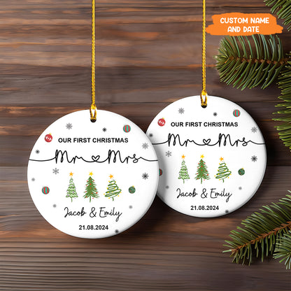 Petthouse | Personalized Our First Christmas As Mr & Mrs Ornament, First Married Xmas Ornament 2025