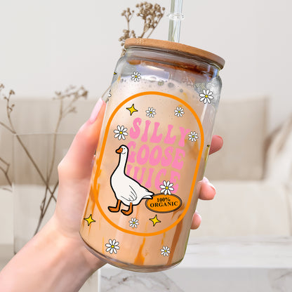 Petthouse | Silly Goose Juice Glass Can, Funny Silly Goose Iced Coffee Cup, Silly Goose Juice