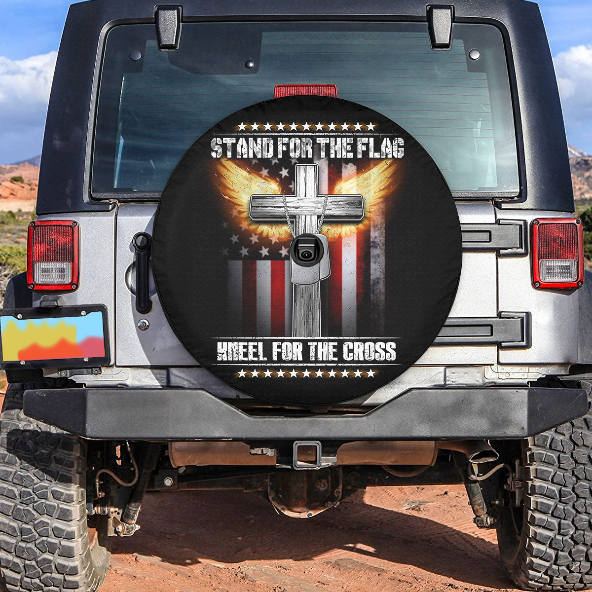 Petthouse | Christian American Veteran Wheel Tire Covers Stand For The Flag Kneel For The Cross Spare Tire Cover