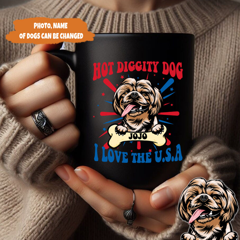 Petthouse | Custom Dog Hot Diggity Dog I Love The Usa Shirt, Independence Day Shirt, Gift For Dog Lovers